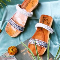 Guốc mộc thổ cẩm quai đan