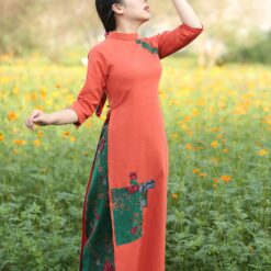 Áo dài Lam Giao cách tân ghép vải