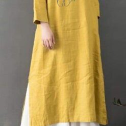 Váy áo dài cách tân thêu hoa hướng dương