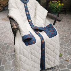 Áo chần bông 2 mặt dáng dài nẹp viền họa tiết