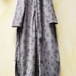 Áo nhung tăm dáng suông hoa hồng xám