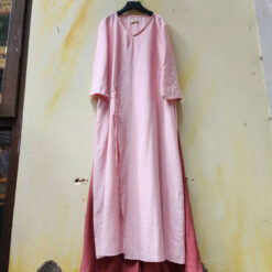 Váy áo dài nơ tái sinh hồng