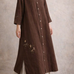 Váy áo dài linen thêu hoa dáng suông Lạc Nhiên - BST Nhật Hoa