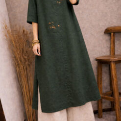 Váy áo dài linen thêu hoa dáng suông An Nhiên - BST Nhật Hoa