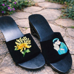 Guốc mộc nghệ thuật thêu tay Đoan trang