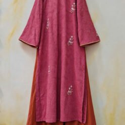 Set áo dài linen dáng suông thêu tay hoa cúc họa mi Thu San
